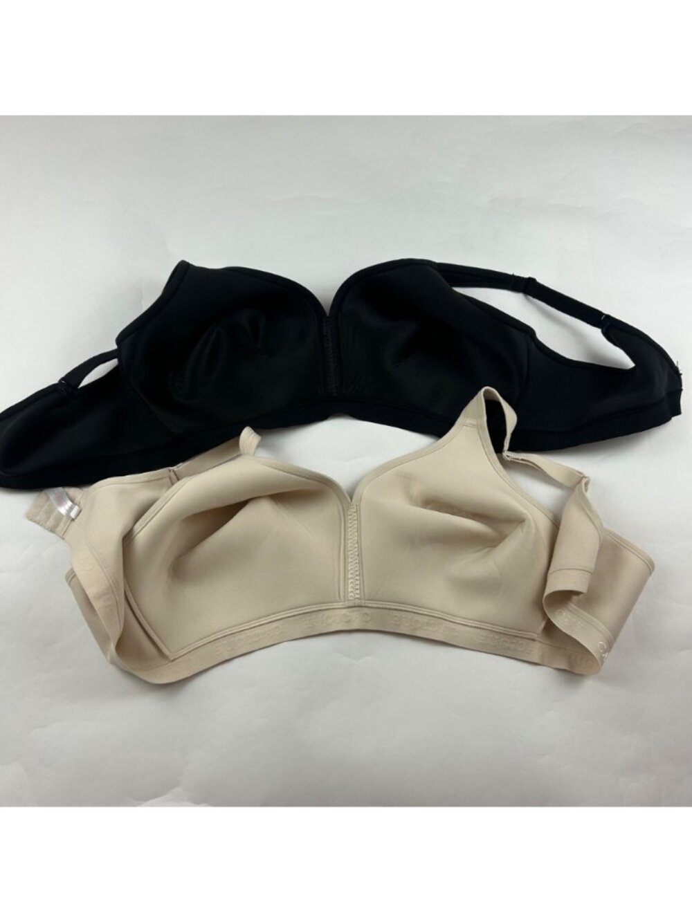 2ct Cacique Cotton Jersey Knit Soft Cup No Wire Bras Black Beige 48C - Picture 3 of 6